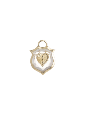 Small Crest Gemstone Heart Pendant