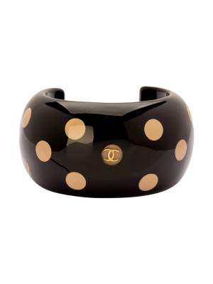 Chanel Black & Beige Polka Dot Acrylic Cuff