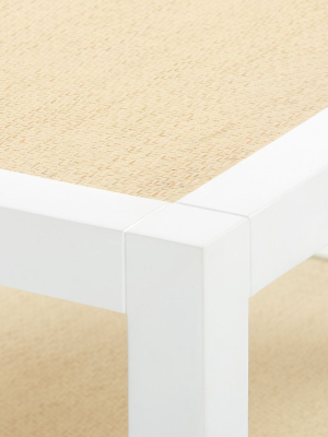 Polo 1 Drawer Side Table Grasscloth And White Lacquer