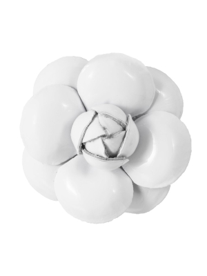 Fleur'd Leather Lapel Pin- White Patent Camellia