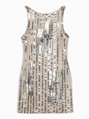 Geometric Embellished Mini Dress