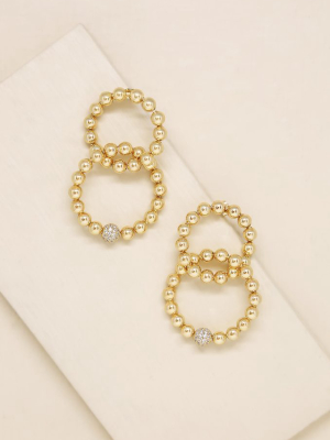 Interlocked 18k Gold Plated Ball Dangle Earrings