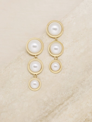 Triple Pearl Drop 18k Gold Plated Earrings