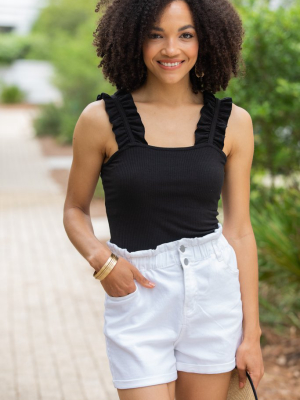 Reach Out Black Ruffled Bodysuit