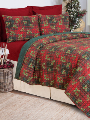 C&f Home Nicholas Plaid Lodge Red King 3 Piece Quilt Set