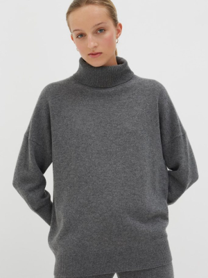 Grey Cashmere Rollneck Sweater