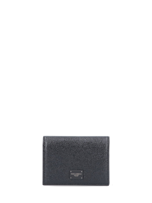 Dolce & Gabbana Foldover Logo Plaque Card Wallet