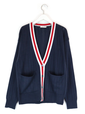 Pointelle Cardigan In Navy