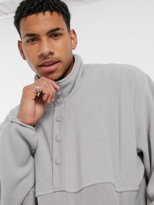 New Look Funnel Neck Sweatshirt With Buttons In Gray