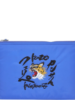 Kenzo X Kansai Yamamoto Cheetah Embroidered Clutch Bag