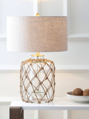 26.5" Glass And Rope Mer Table Lamp (includes Led Light Bulb) Brown - Jonathan Y