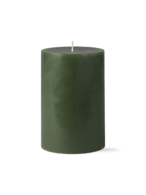 Tag Tag Color Pillar Candle 4x6 Dark Green