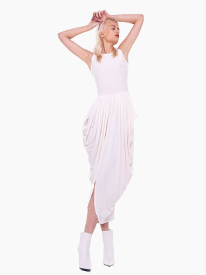 Sleeveless Waterfall Midi Dress - Almost White