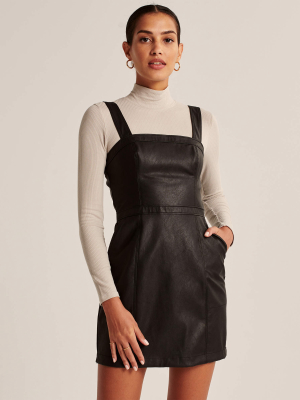 Faux Leather Pinafore Dress