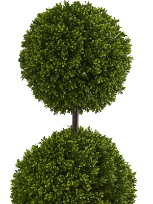 4ft Boxwood Double Ball Topiary Artificial Tree In Oval Planter - Nearly Natural