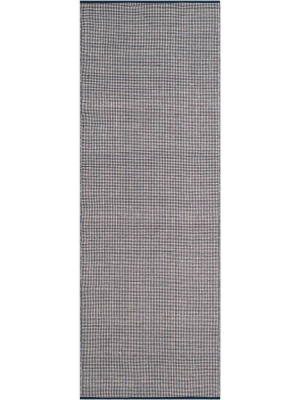 Montauk Gingham Ivory/navy Runner Rug