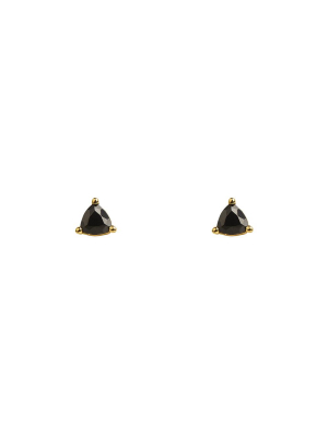 4mm Trillion Black Cz Prong Studs