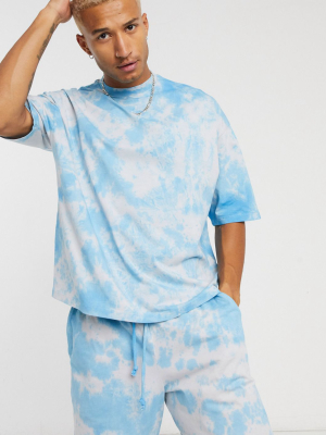 Asos Design Lounge Two-piece Oversized T-shirt With Pastel Tie Dye