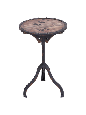 Metal And Wood Round Accent Table Brown - Olivia & May