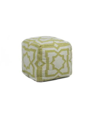 Hand-knitted Contemporary Wool Pouf, Yellow