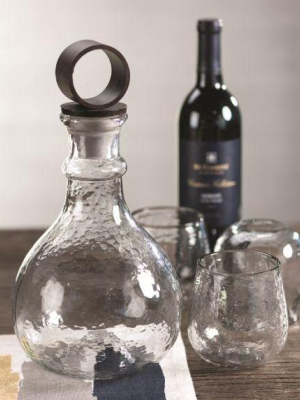 Artisan Hammered Glass Decanter