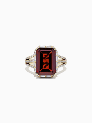 Effy Bordeaux 14k Yellow Gold Garnet And Diamond Cocktail Ring, 8.37 Tcw