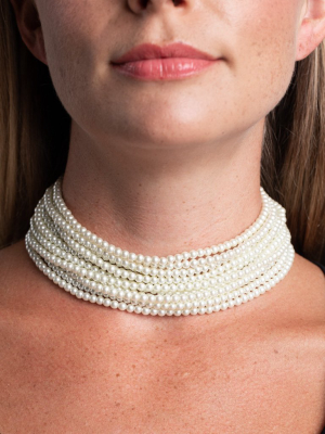 12 Row Pearl Choker Necklace