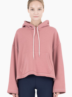 Mila Hooded Long Sleeve Drawstring Sweatshirt - Dusty Pink