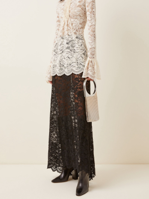Pleated Stretch-lace High-neck Top