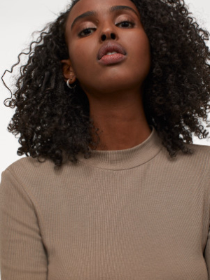 Ribbed Mock-turtleneck Top