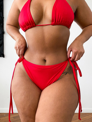 Plus Red Mix & Match Adjustable Tie Side Bikini...