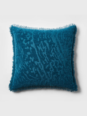 Euro Alligator Chenille Fringe Throw Pillow Teal - Opalhouse™