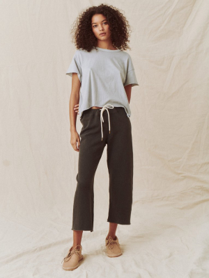 The Wide Leg Cropped Sweatpant. -- Washed Black