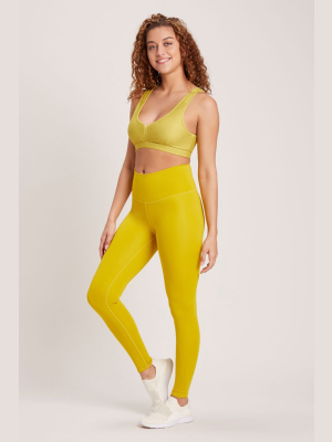 Barefoot High Waisted Legging - Vivid Chartreuse