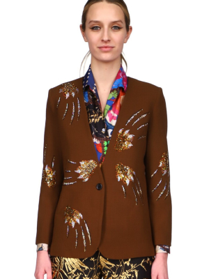 Crystal 'leopardo' V-neck Jacket