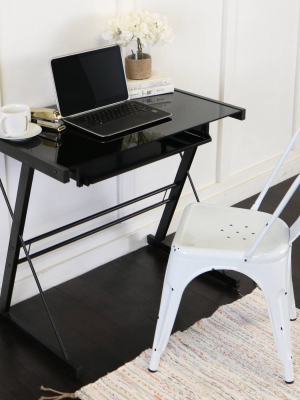 Glass Computer Desk With Keyboard Tray - Saracina Home