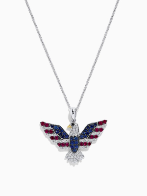 Effy Novelty 14k Gold Ruby, Sapphire And Diamond Eagle Pendant, 1.02 Tcw