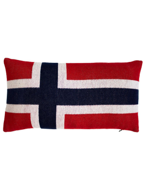 Norwegian Flag Lumbar Wool Pillow Case