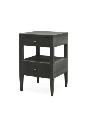 Conrad Low Single Nightstand Black Faux Raffia