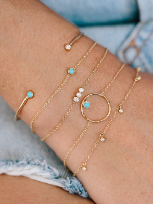 14k Single Bezel Turquoise Bracelet | December Birthstone