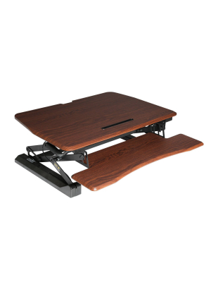 35.4" Airlift Gas Spring Dual Monitor Adjustable Height Standing Desk Walnut - Seville Classics