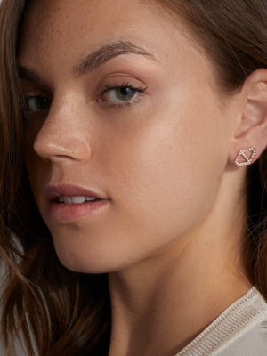Keynes 18k Medium Signature Hexagon Diamond Stud Earrings
