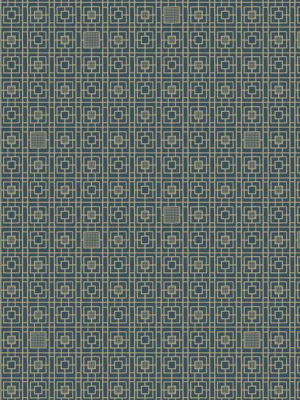 Deco Screen Wallpaper In Blue And Metallic From The Deco Collection By Antonina Vella For York Wallcoverings