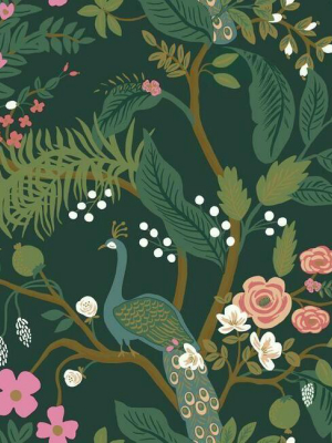 Peacock Wallpaper In Emerald From The Rifle Paper Co. Collection By York Wallcoverings