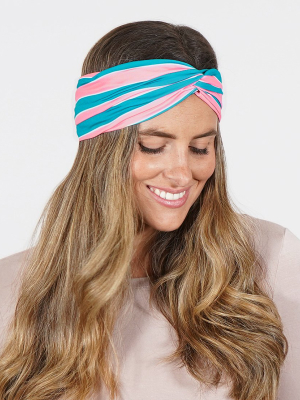 Rose Gold And Teal Stripes Turban Twisted Headband