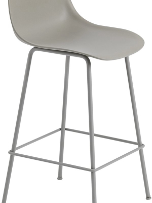 Fiber Counter Stool With Backrest - Tube Base