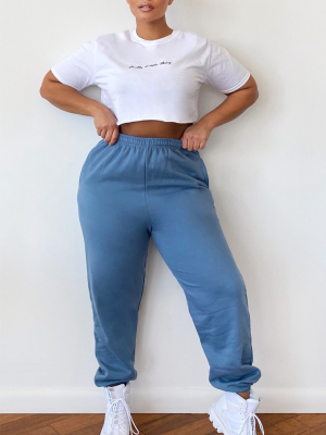 Plus Dusty Blue Casual Joggers