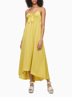 Solid Tie Front V-neck Sleeveless Maxi Dress