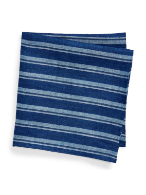 Indigo-striped Pocket Square