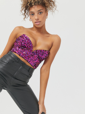 For Love & Lemons Josette Sequin Strapless Top